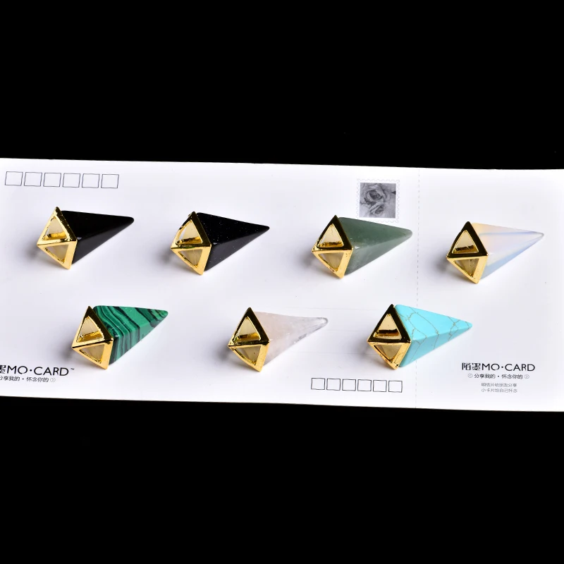 1 шт. натуральные кристаллы минеральные украшения коническая пирамида подвески