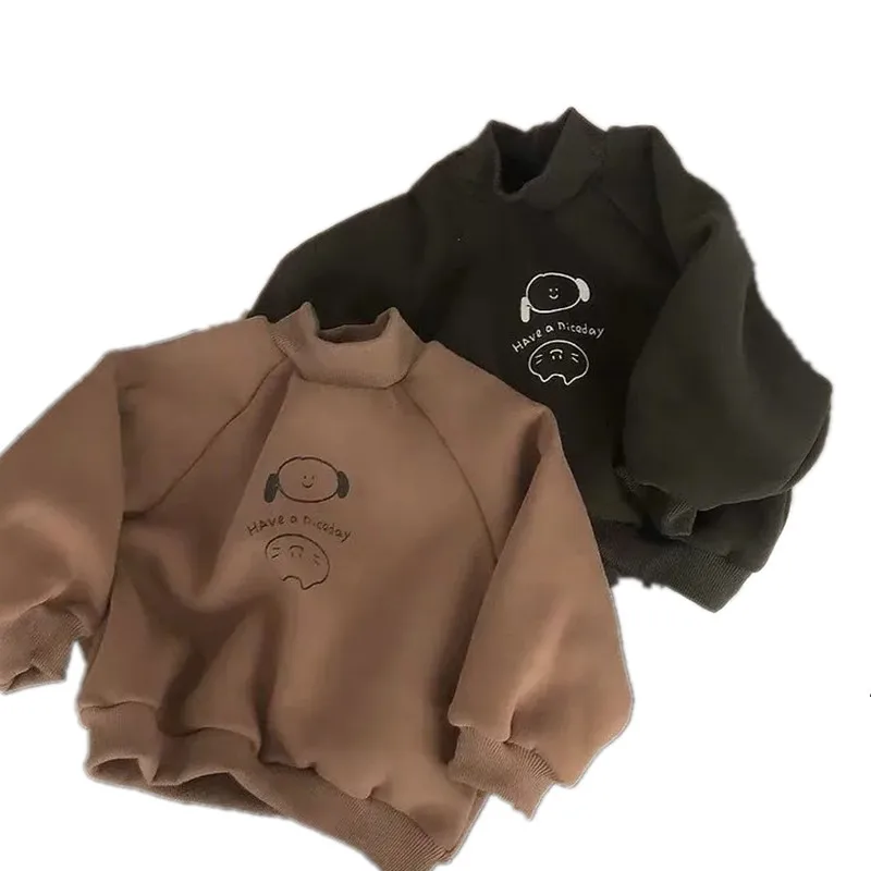 

Children's cartoon cotton sketch loose fleece sweatshirt baby boys girls cartoon middle neck t-shirts tops P5839