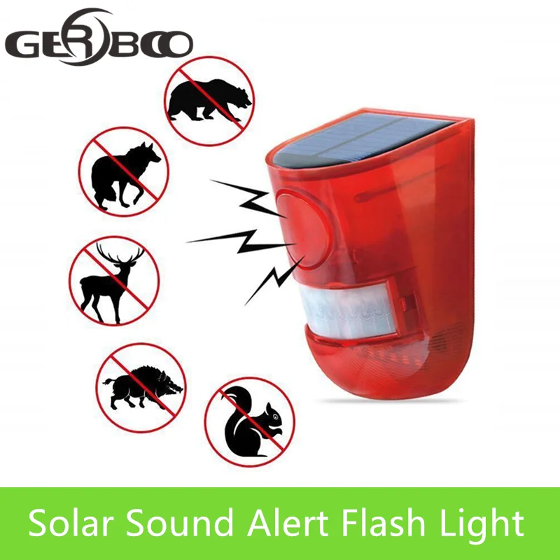 Солнечный звуковой сигнал вспышка Предупреждение Звук & светильник Сигнализация