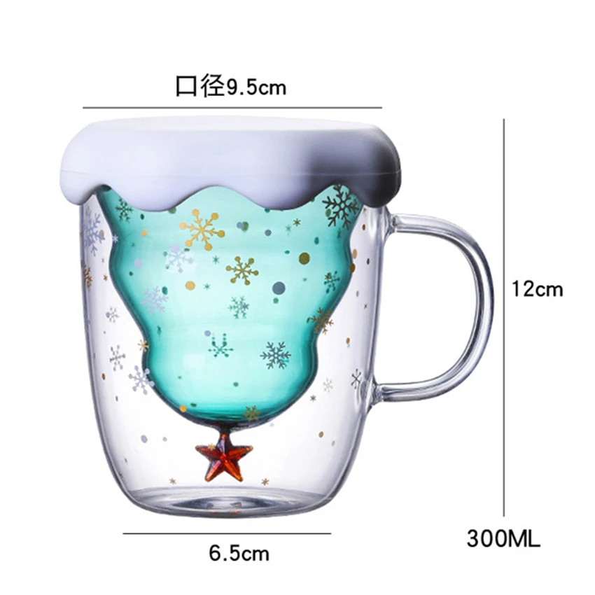 Креативное 3D прозрачное двойное стекло с защитой от ожогов Рождественская елка