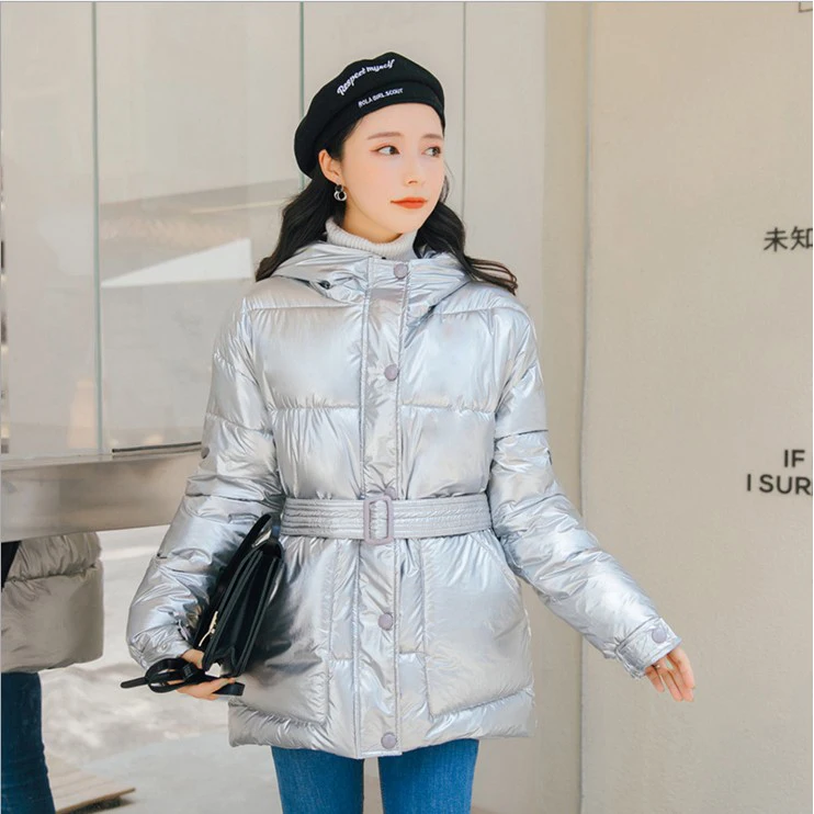 Модные синие плотно облегает талию Плотная хлопковая куртка с подкладкой 2019