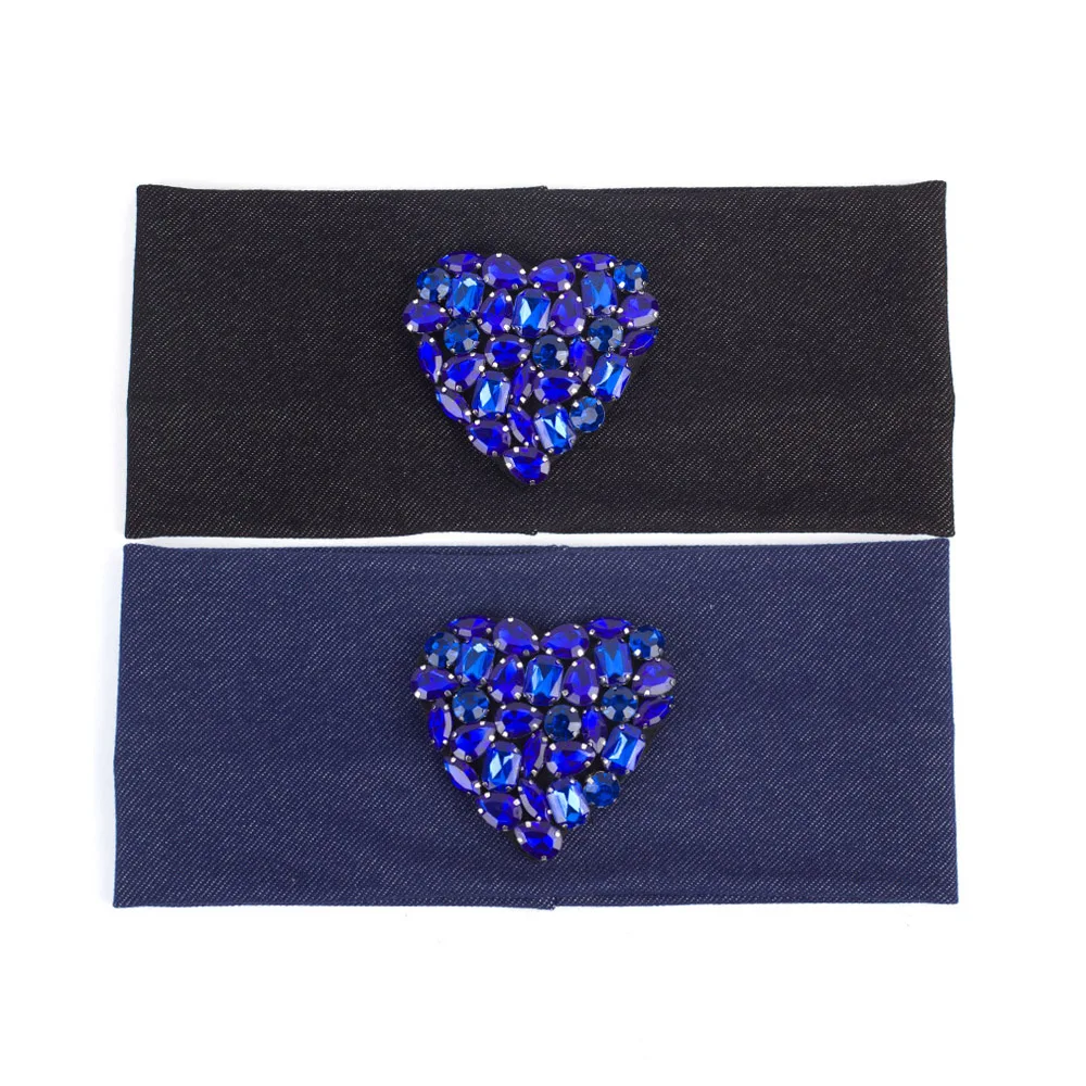 

Geebro 2021, новые повседневные женские эластичные повязки на голову, модные хлопковые головные уборы с голубыми сердечками для девочек