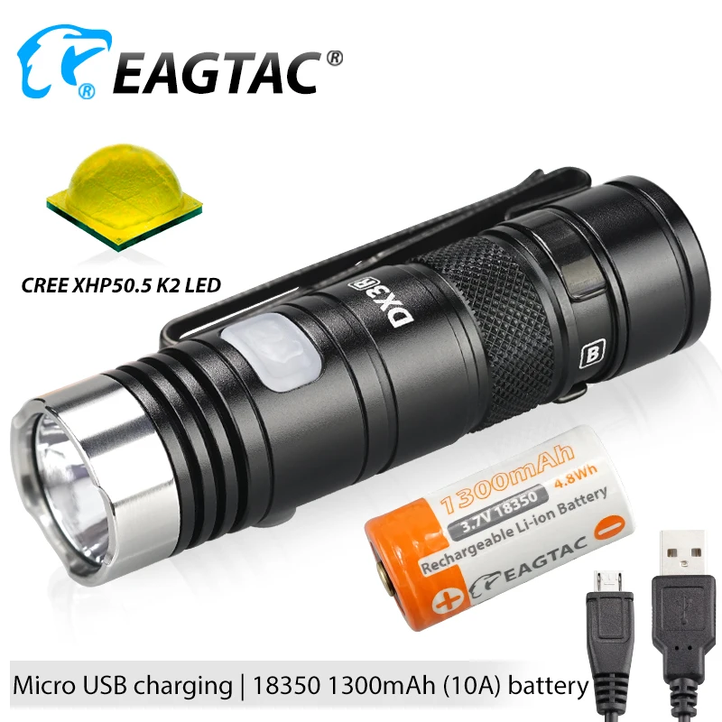Светодиодный перезаряжаемый фонарик EAGTAC DX3B MINI PRO XHP50.2 2480 люмен программируемый