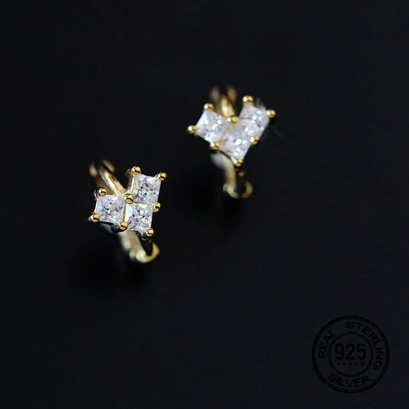 

925 Sterling Silver Zircon Heart Earrings For Women Gold Korean Fashion Female Party Hot Sale Mother's Day Gift Jewelry INEFFA