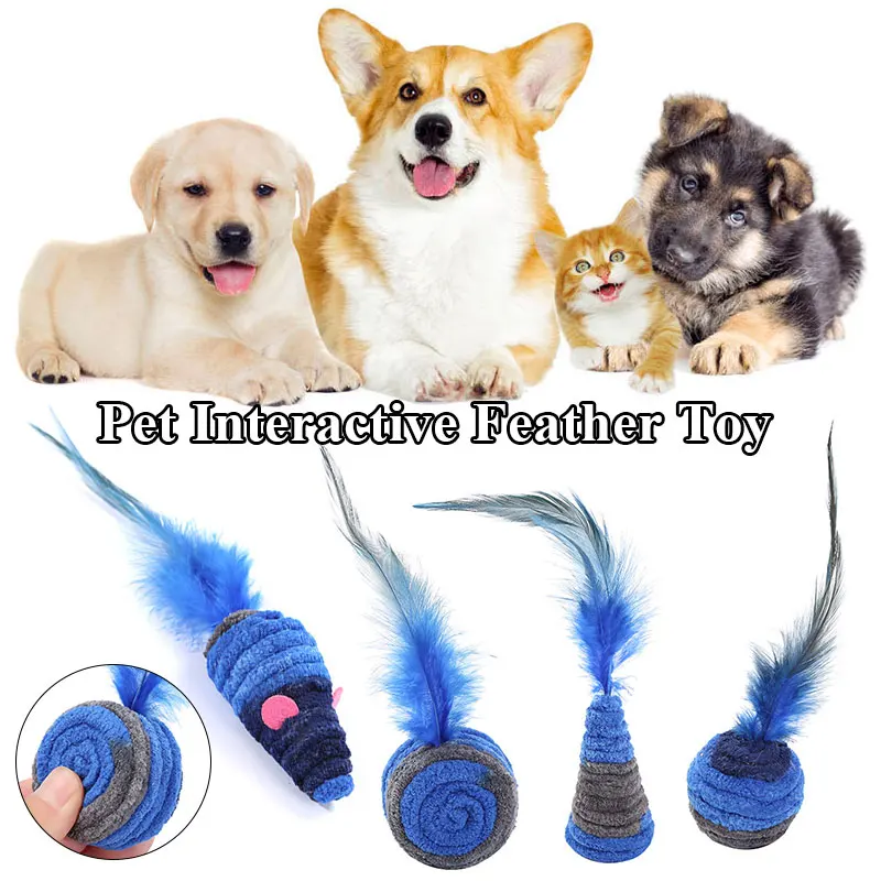 

Mini Funny Amuse Pet Cat Toys Throwing Toys Feather Interactive Kitten Toys Blue Series Pet Cat Supplies Teaser Cat Toys Playing