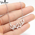 Yiustar Лидер продаж подвеска-музыкальные ноты ожерелье для женщин, подарок учителю, цепочка, ожерелье из нержавеющей стали, любовь, сердце, очарование, ювелирные изделия, тройной символ