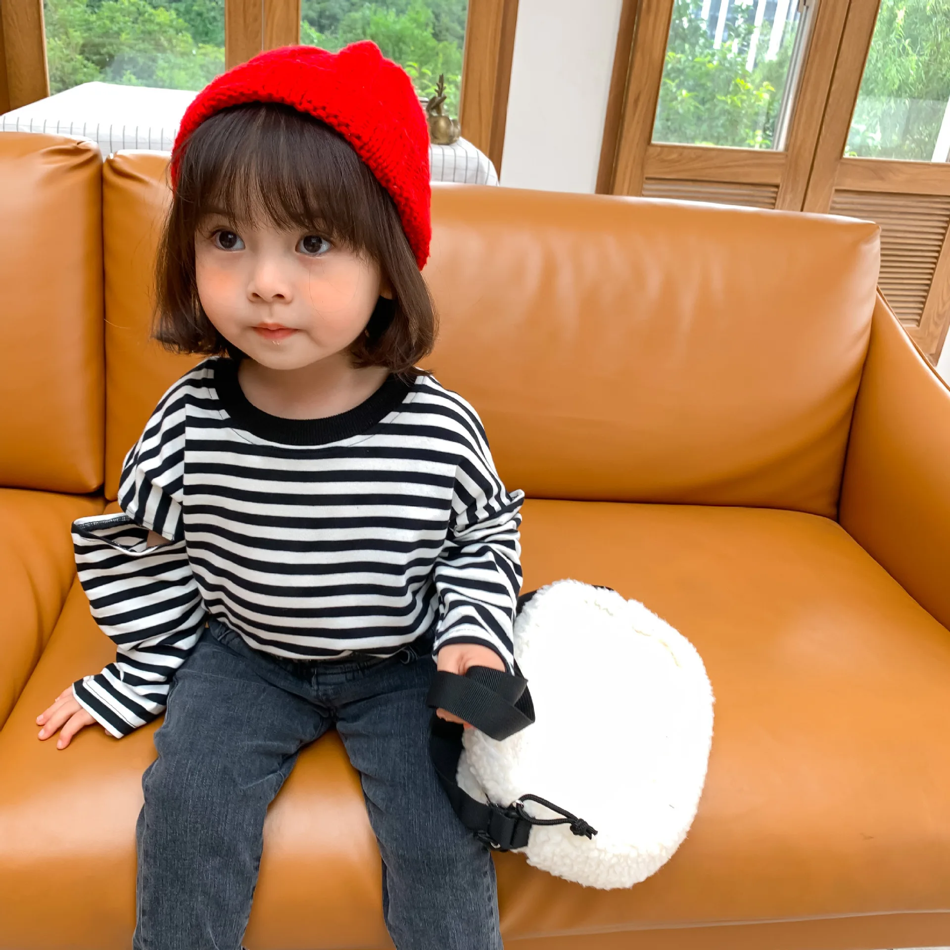 

Toddler Girl T-shirts Casual Strapless Striped Long Sleeves Tops for Girl Kids Clothing Autumn Baby Girl Tshirts 2 3 4 5 6 Years