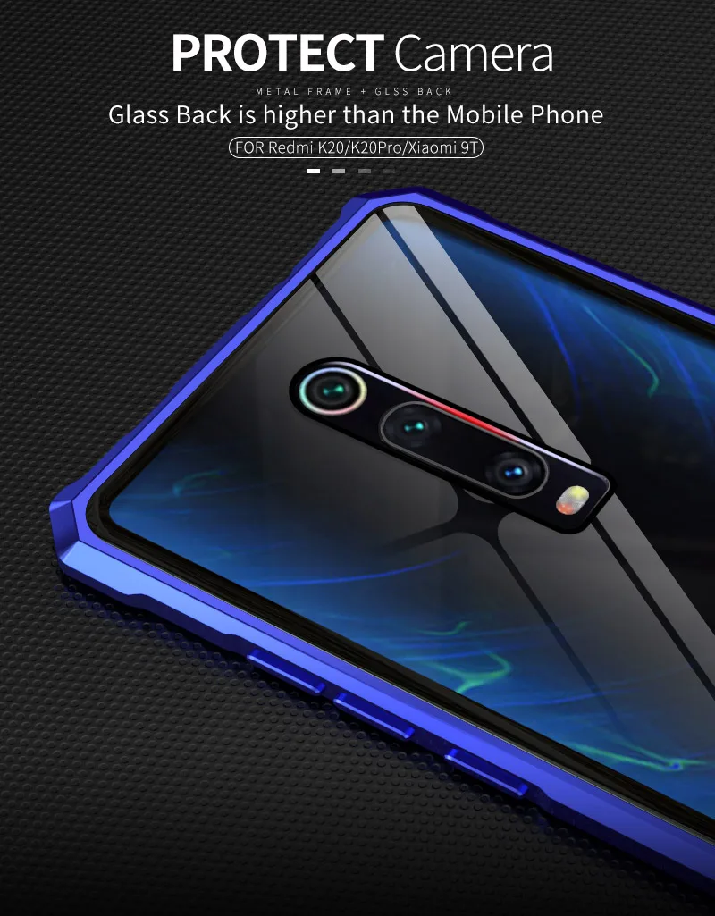 Металлический бампер для Xiaomi mi 9 t Pro, металлический корпус, прозрачная стеклянная задняя крышка для Xiao mi 9 t mi 9 t, роскошный противоударный