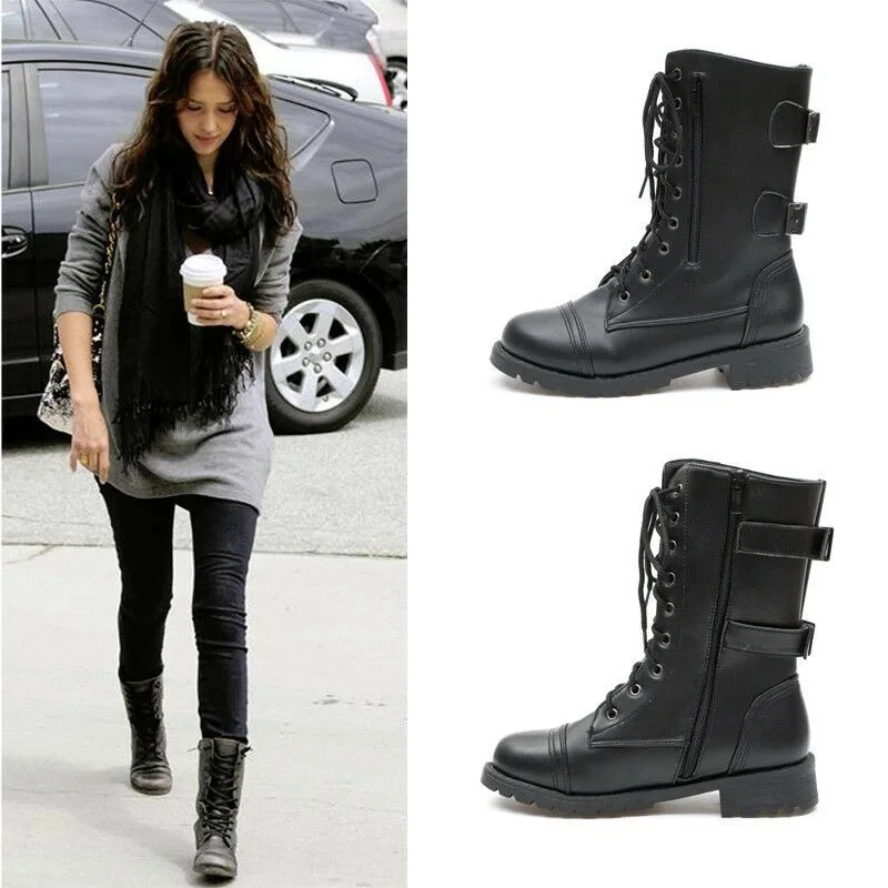 

2021 Women Cross Tied Brown Black Leather Boots Spring Autumn Waterproof Side Zipper Closure Full Cover Shoes with Platform