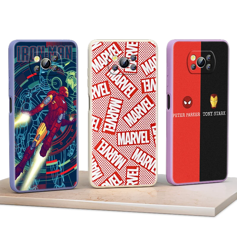 

Avengers Marvel Hero Iron Man For Xiaomi POCO F3 11T Mix4 10S X2 10 M2 M3 Lite F3 Pro 5G Liquid Silicone Soft Cover Phone Case