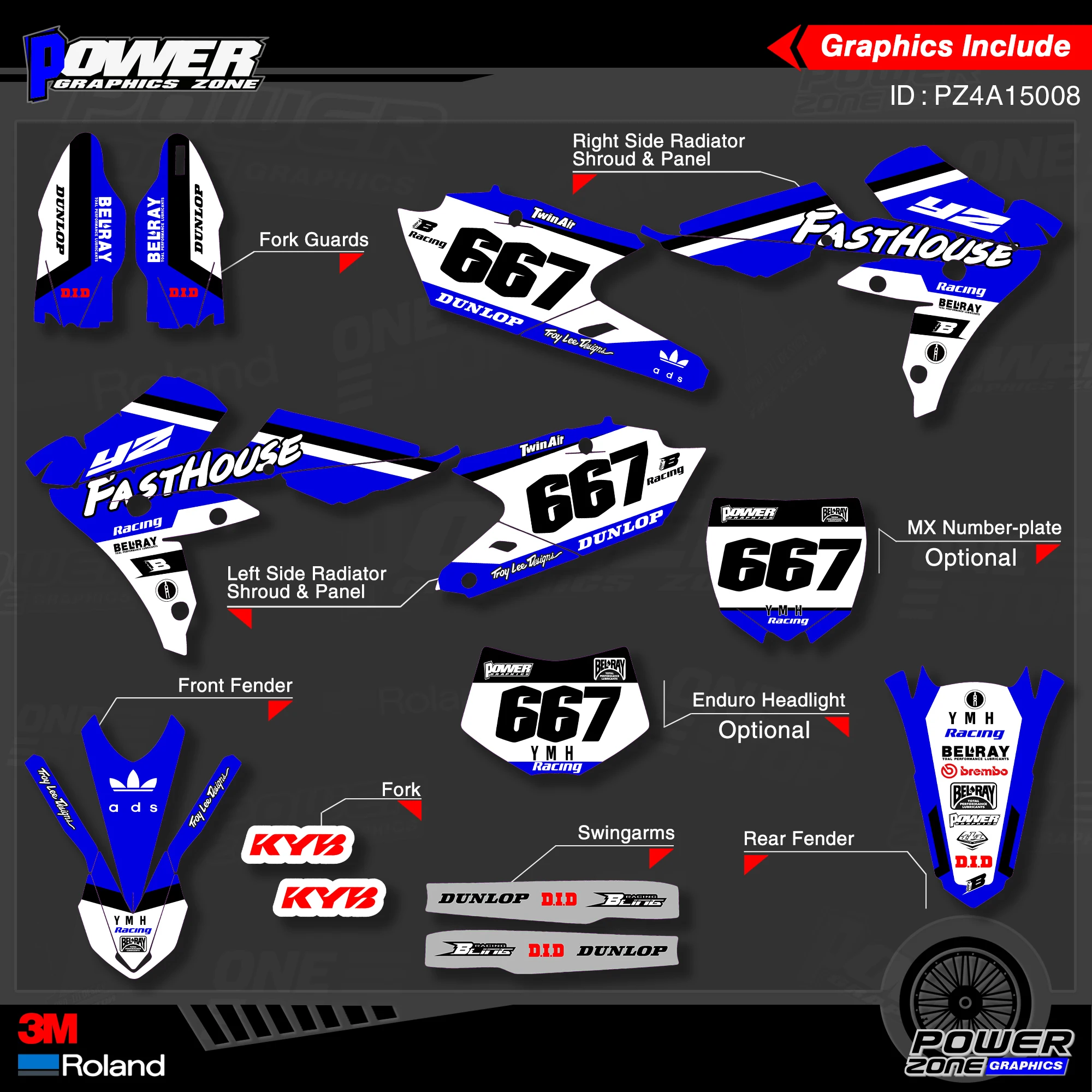 Персонализированные графические фоны PowerZone Team наклейки 3M Набор наклеек для YAMAHA