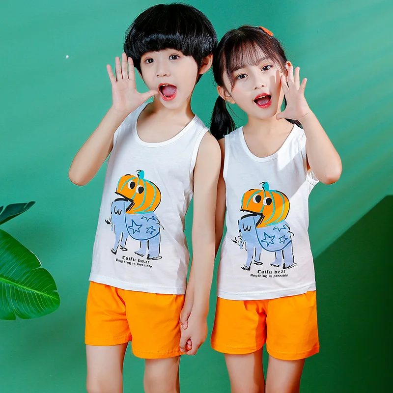 Baby Girl Pajamas Boys Clothes Summer Children's Pajama Sets Pyjamas Kids Vest+Shorts 2pcs Cartoon For Girls Cotton Set | Детская