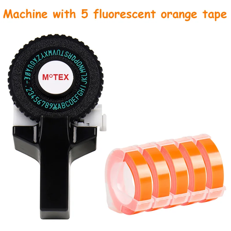 Черный цвет MoTex E101 принтер мини DIY Ручная Совместимость для dymo 3D тиснение ручная лента ручная машинка надпись машина - Цвет: machine add 5 tape