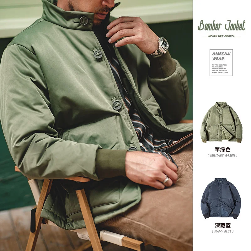 

Madden tooling stand collar thickened A1 pilot jacket cotton single breasted jacket men's winter