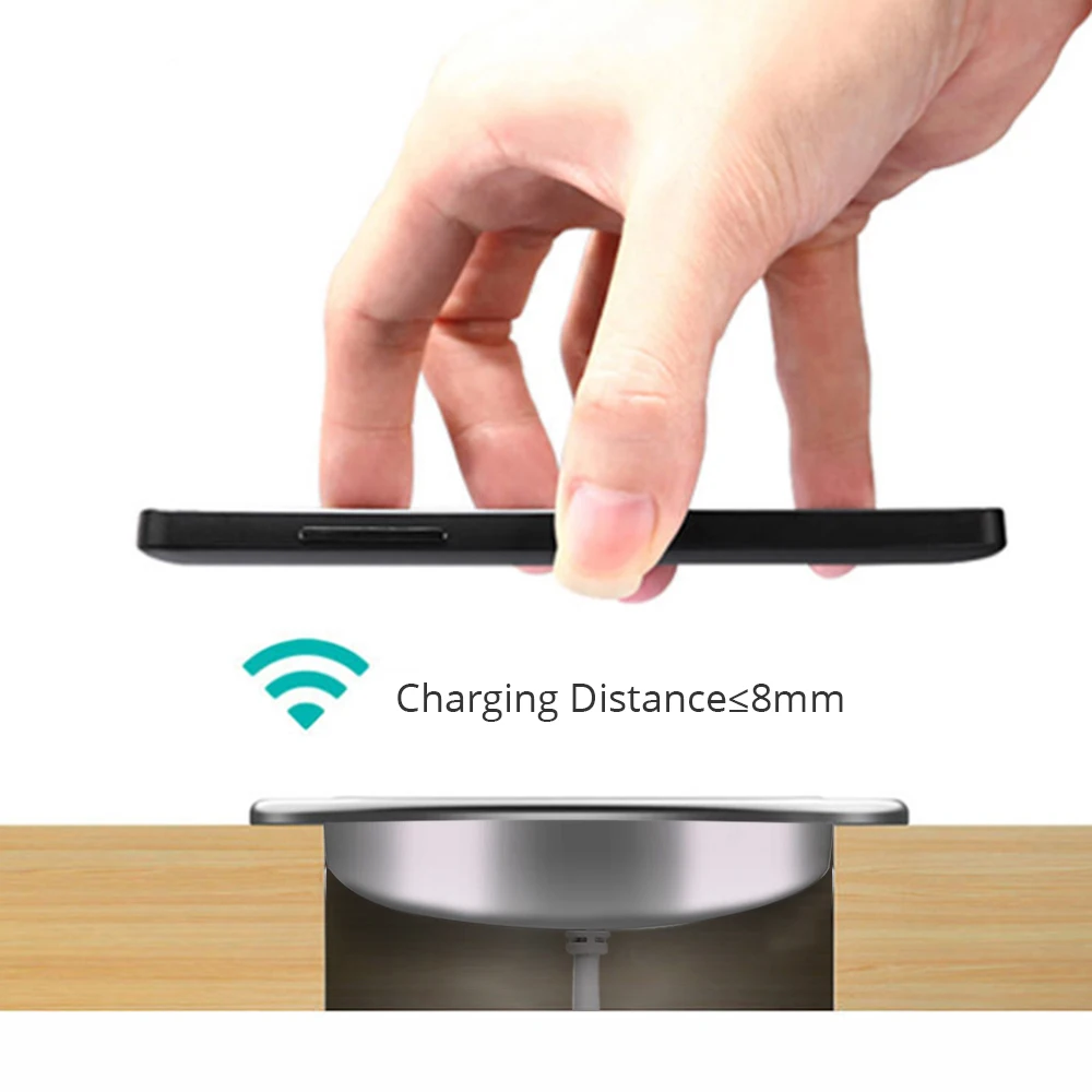universal embedded wireless charger for iphone 11 x 8 samsung s10 huawei furniture office desktop hidden quick phone charger pad free global shipping