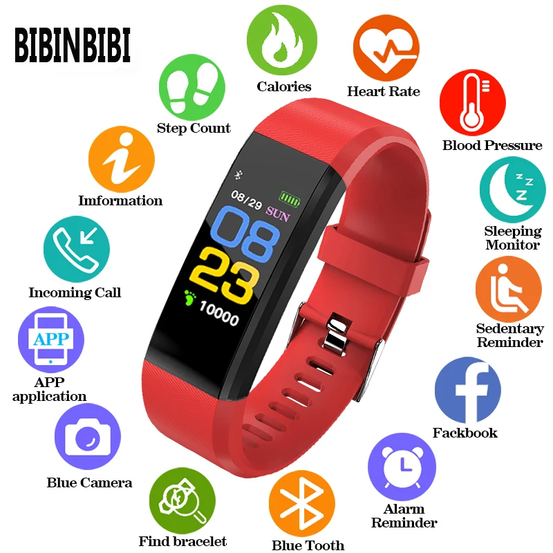 

115 Plus Smart Horloge Gezondheid Hartslag Bloeddruk Fitness Tracker Polsband Monitor Sport Smart Horloge voor ios android