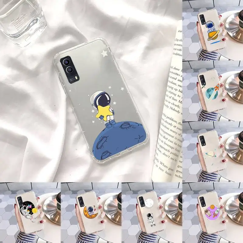 

Cute Cartoon Astronaut Planet Phone Case Transparent For Xiaomi Redmi note 3 9 7 4 8 8T 10 CC9E 11ULTRA T lite PLAY pro 4G 5G