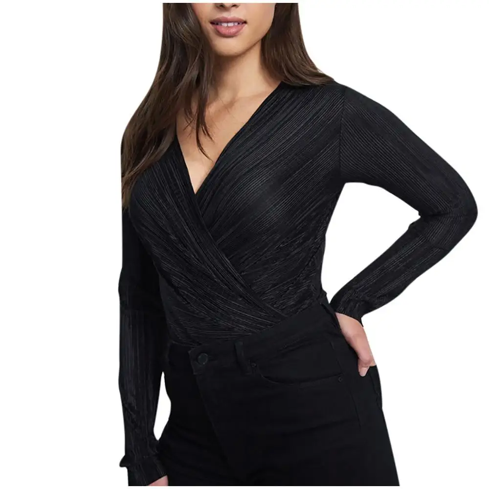 Свободный женский комбинезон модный однотонный пикантный с v образным вырезом и