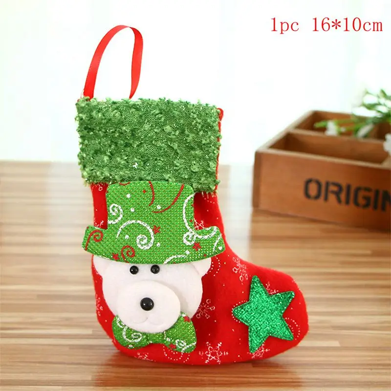 1pc 16x10cm Рождественские чулки, носки, кошка, собака, лось, Navidad, год, мешок для конфет Рождество, украшения, рождественские елки, вечерние подарочные сумки для детей - Цвет: 1pc 16x10cm