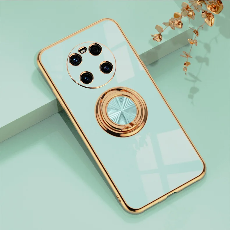 

Phone Cases for Huawei Mate 20 Mate 30 Mate 40 Pro Plus Shockproof Ring Holder Soft Back Cover Luxury Custom Plating