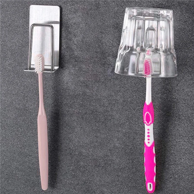 

2PCS Toothbrush Holder Stainless steel Multifunctional Rack Toothpaste Cup Rack