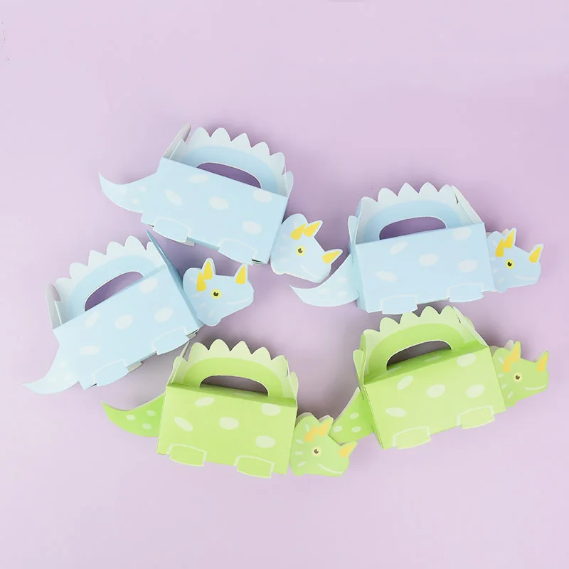 

10pcs Dinosaur Paper Boxes Cookie Candy Chocolate Bags Green Blue Dino DIY Cartoon Box For Kids Dinosaur Birthday Party Supplies