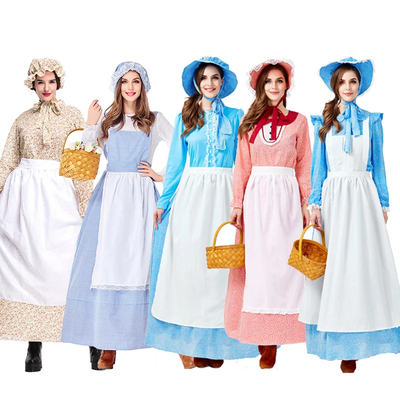 

Lady Pioneer Girl Costume Little House On The Prairie Girl Pioneer Olden Day Cosplay Thanksgiving Halloween Party Fancy Dress