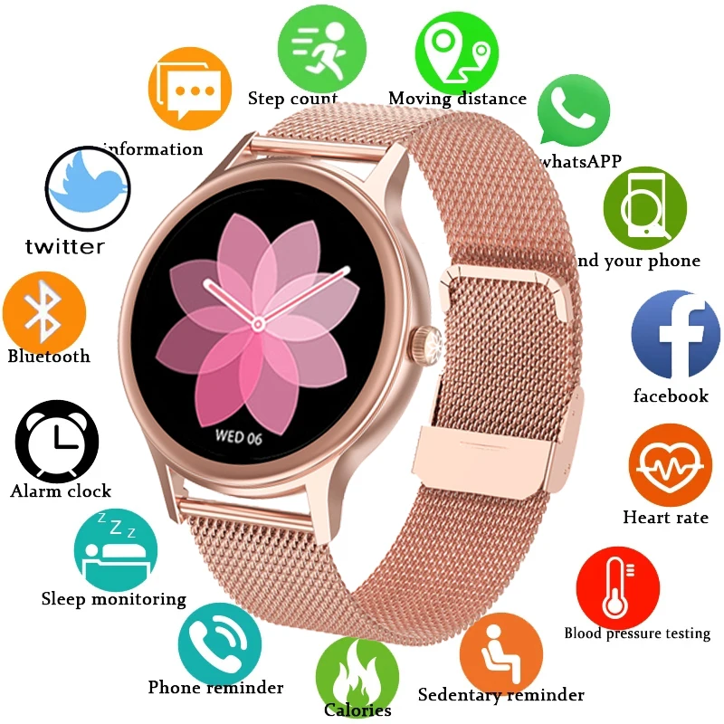

GEJIAN New Ladies Smart Watch Women Physiological Heart Rate Blood Pressure Monitor For Android IOS Waterproof Smartwatch Woman