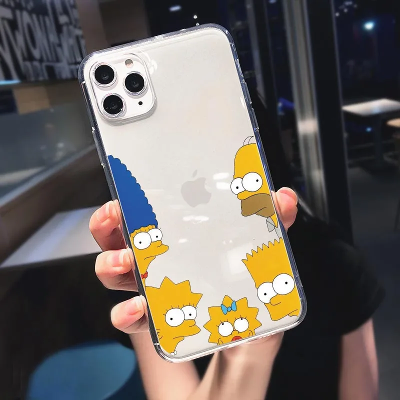 

Funny Family Design-Simpsons Soft silicone Phone Case Transparent 12 11 Pro Max mini XS Max 8 7 6 6S Plus X SE 2020 XR cover