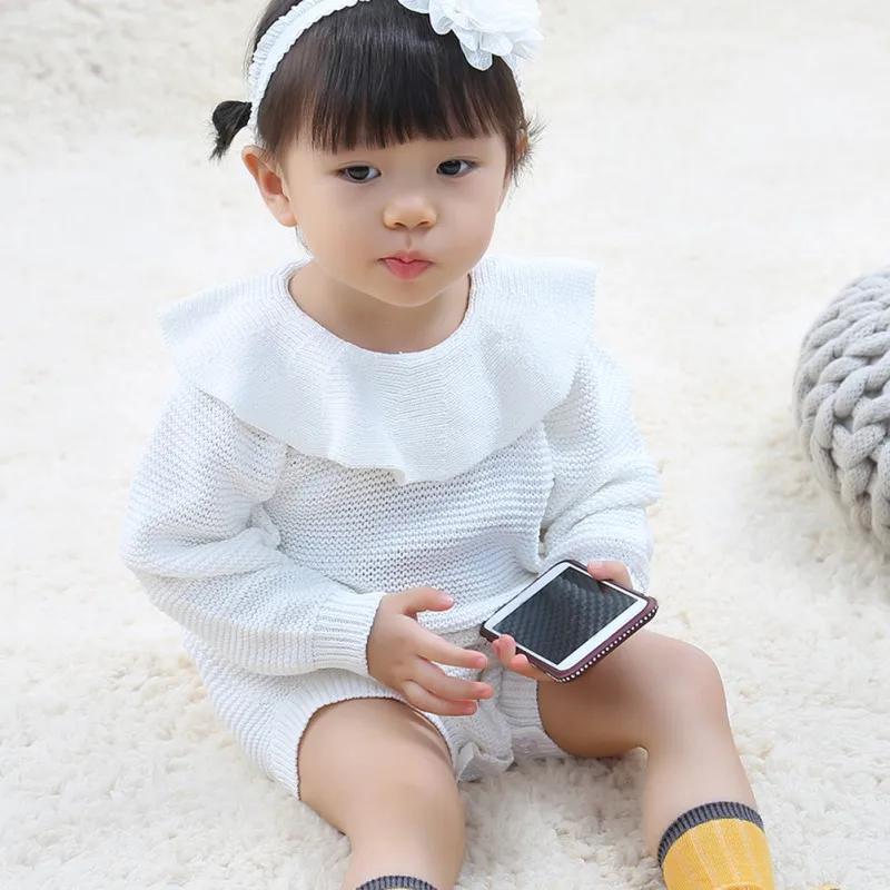 

Autumn Baby Knitted Rompers Sweater Baby Girl Long-sleeve Knit Wear Newborn Infant Girl Princess Cotton Romper Baby Girl Clothes