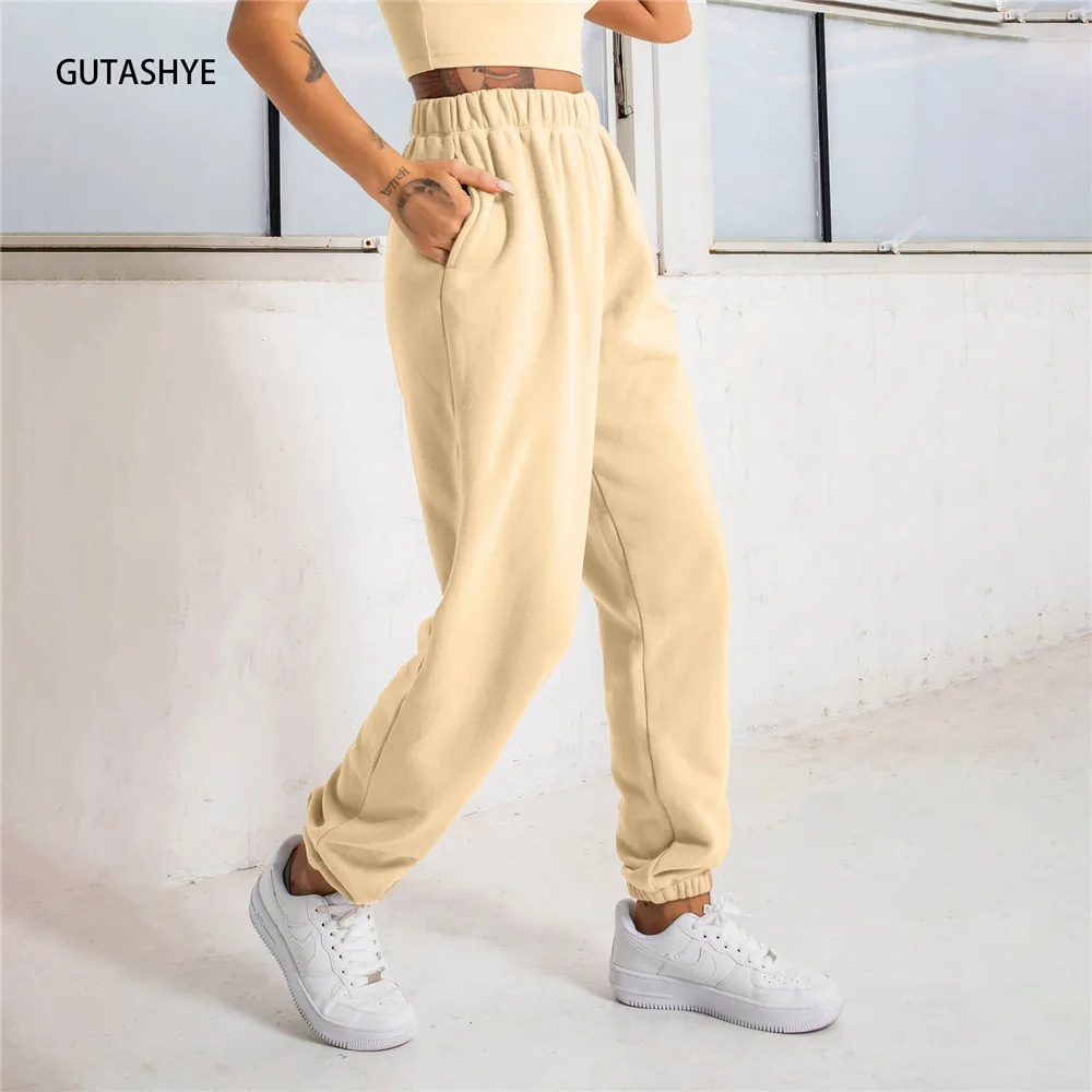 

GUTASHYE 2022 Autumn Winter Women Casual Solid Color Trousers Fashion Long Pant For Women Warm Knitted Women's Sweater Pants