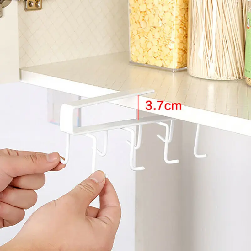 

Kitchen Mug Cup Holder Under Shelf Hanger Cupboard Hook Wardrobe Tie Scarf Rack
