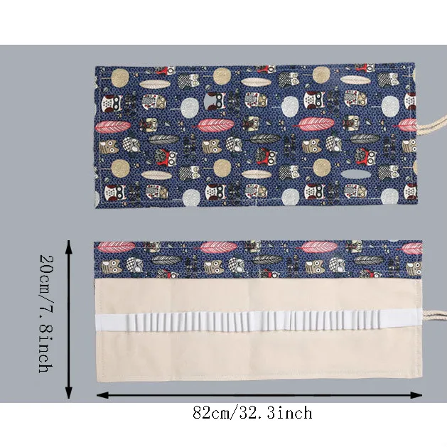 

72 Holes Pencil Case Stationery Bag Art Pens Cases Canvas Pencil Curtain Holders Roll Cosmetic Pencilcases School Stationery