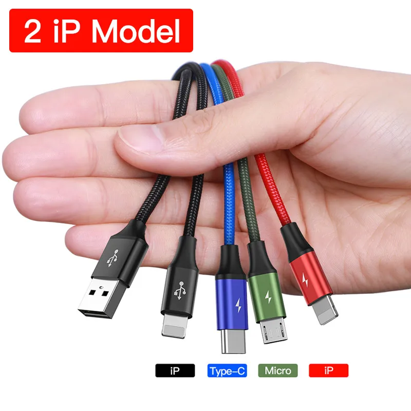 Baseus usb type-C кабель для iPhone 11 XR Кабель зарядного устройства 3 в 1 USB кабель USB C для samsung S10 huawei P30 mate 30 Micro USB кабель - Цвет: 2IP 4 in 1 Cable