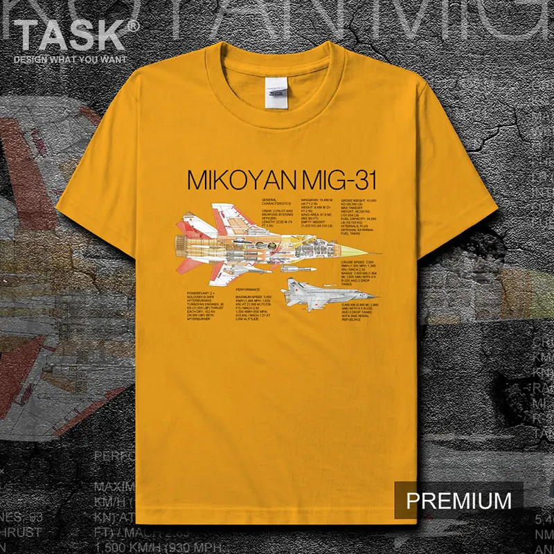 Russian Mikoyan MiG31 Fighter Printed Mens T-Shirt Military Enthusiasts Summer Cotton Short Sleeve O-Neck Unisex T Shirt New