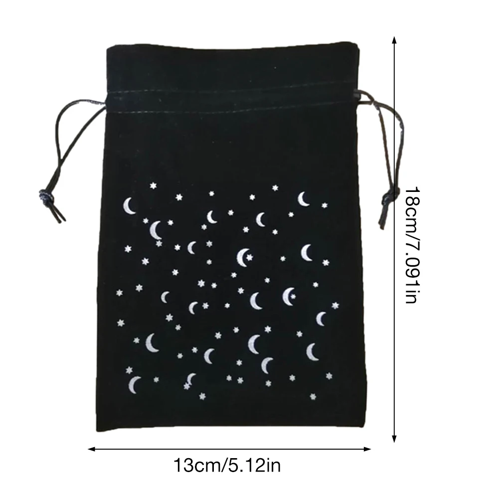 

13x18CM Thick Velvet Tarot Storage Bag Star Moon Pattern Protective Card Board Game Embroidery Drawstring Bag