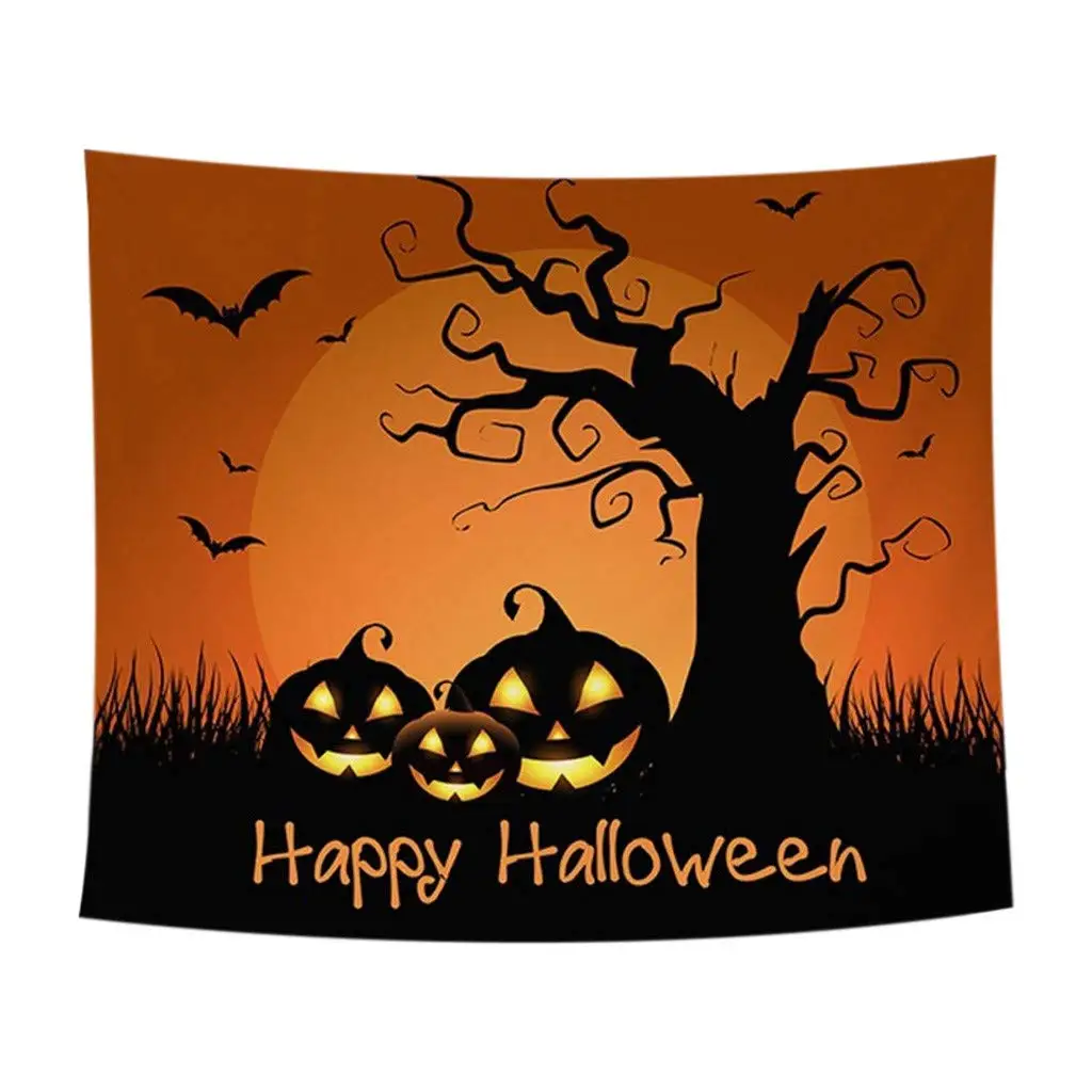 Оранжевый гобелен с принтом летучей мыши забавное украшение для стен из ткани на