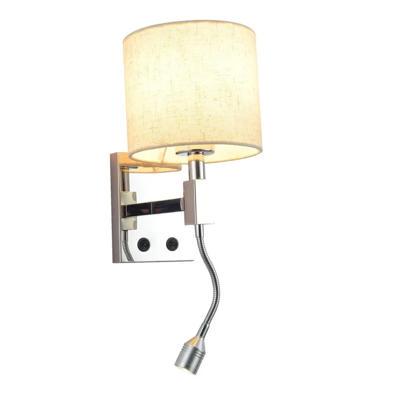 

Led Wall Lights Bedside Wall Lamp Linen lampshade Stainless Steel Base Modern Home Hotel Reading Lamp Night Light WF102403