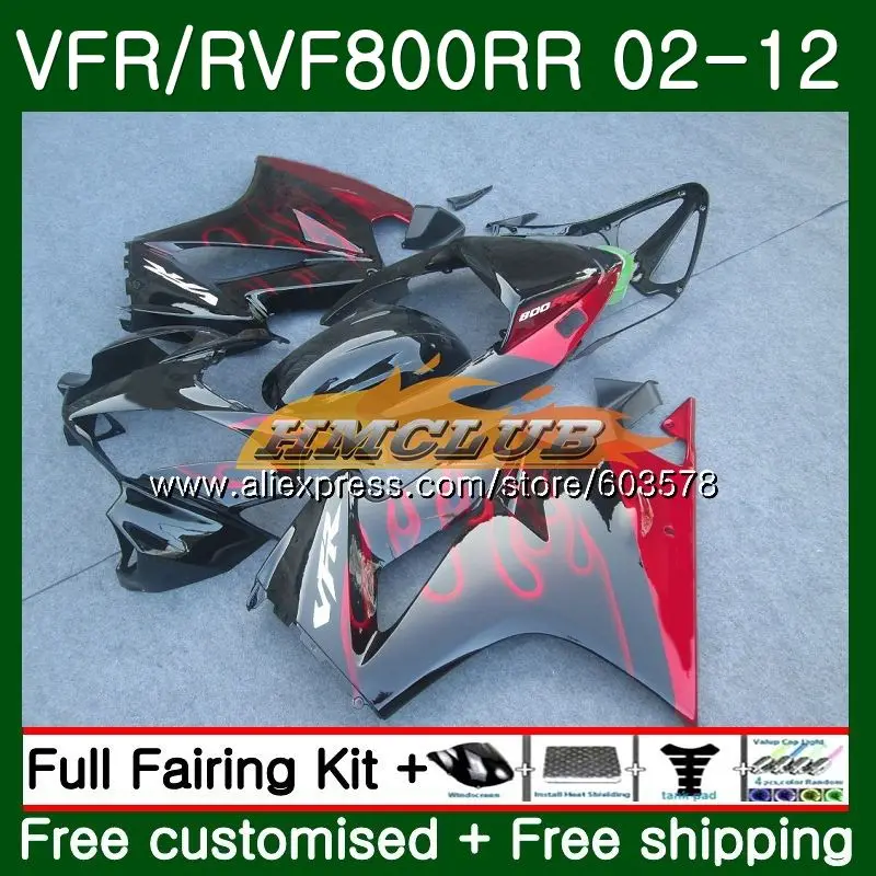 

Body For HONDA Interceptor VFR800RR 2002 2012 Red flames 88CL.82 VFR 800R VFR800 RR 02 03 04 05 06 07 08 09 10 11 12 Fairings
