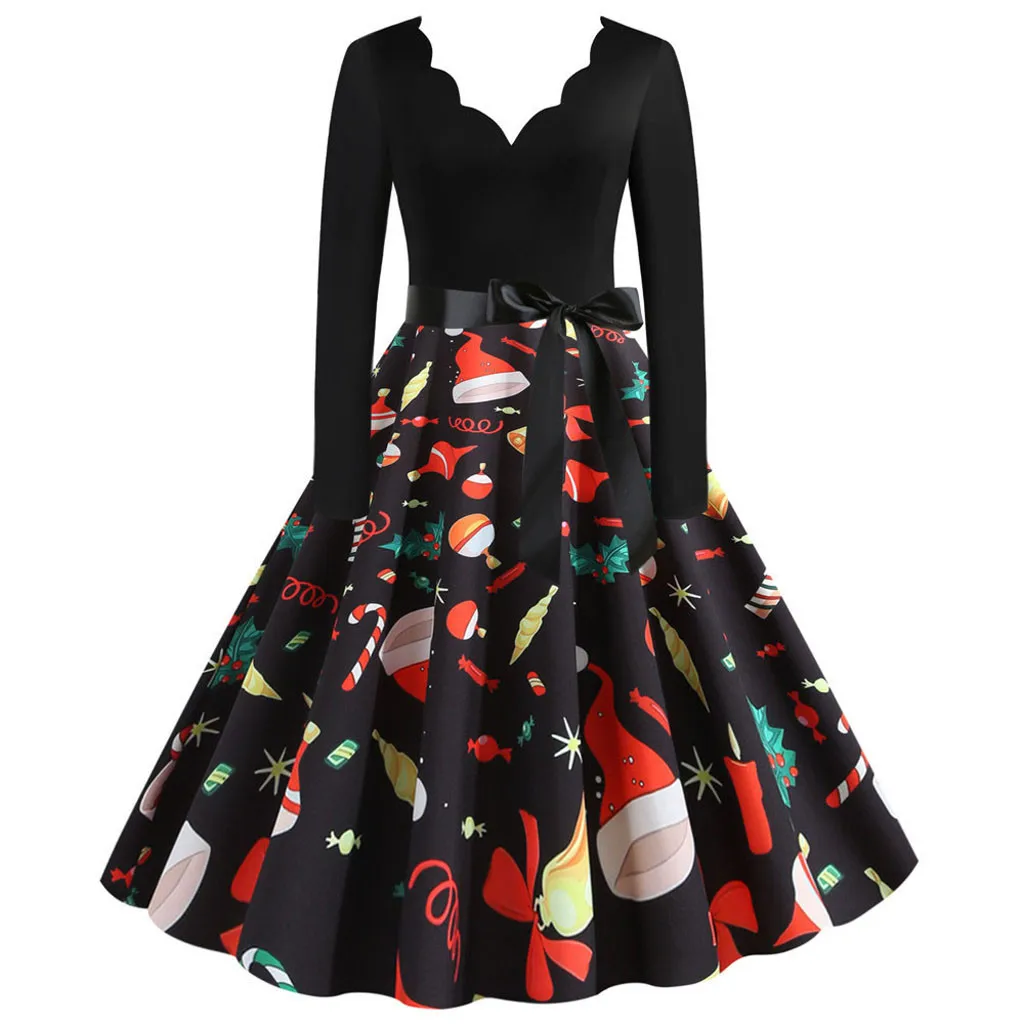 Женское винтажное Плиссированное Платье с принтом и длинным расклешенным низом