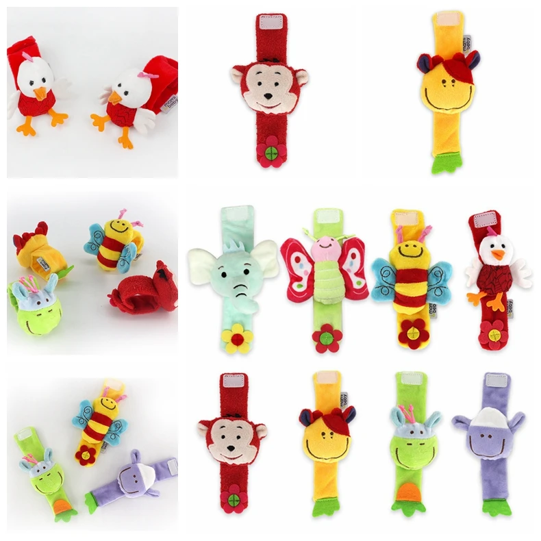 Детские игрушки погремушка на запястье с животными плюшевая для новорожденных
