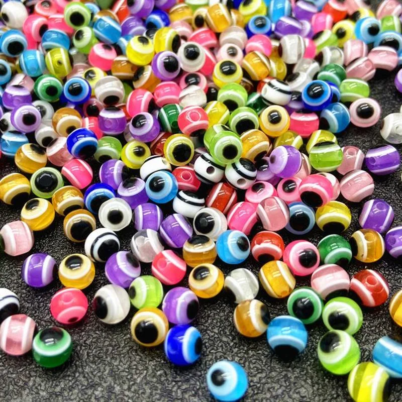 

50pcs 4/5/6/8mm Candy Color Acrylic Beads Evil Eye Resin Spacer Beads For Jewelry Making DIY Jewelry Accessories For Handicrafts