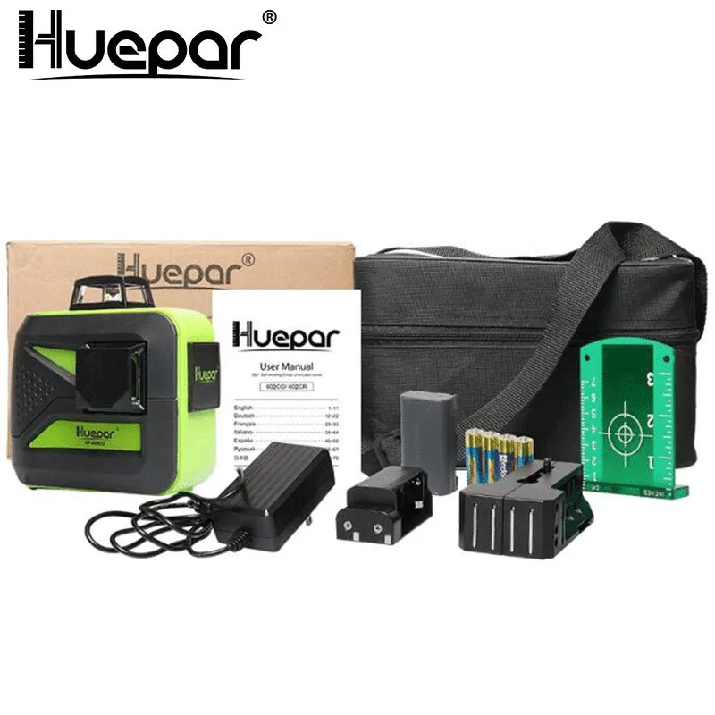 уровень лазерный360 Huepar 602CG 8 линий зеленый лазерный нивелир литий Батарея