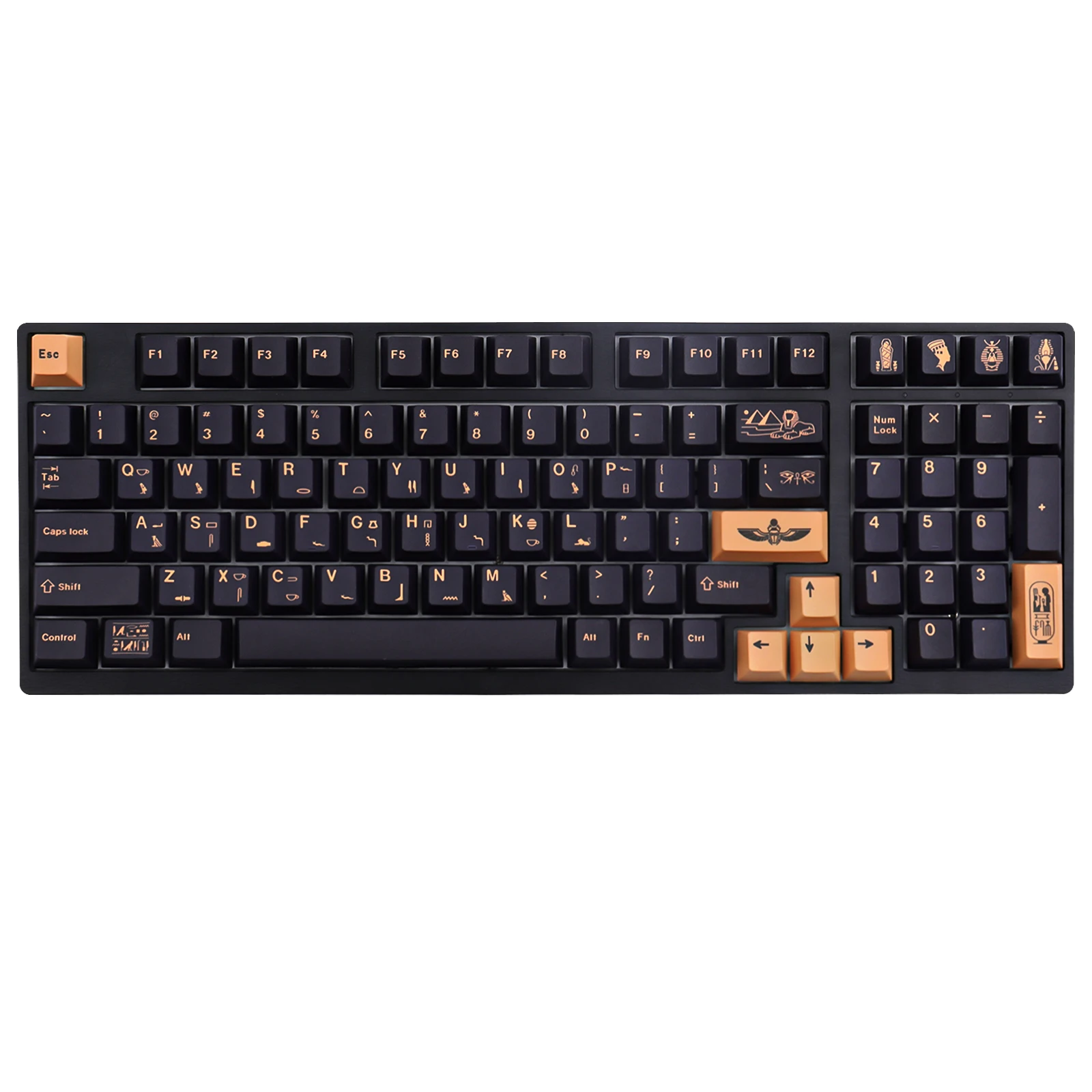 129 клавиш PBT DYE-SUB накладки на клавиши Cherry Profile GMK Pharaoh Theme Keycap для механической клавиатуры MX Switch черного цвета.