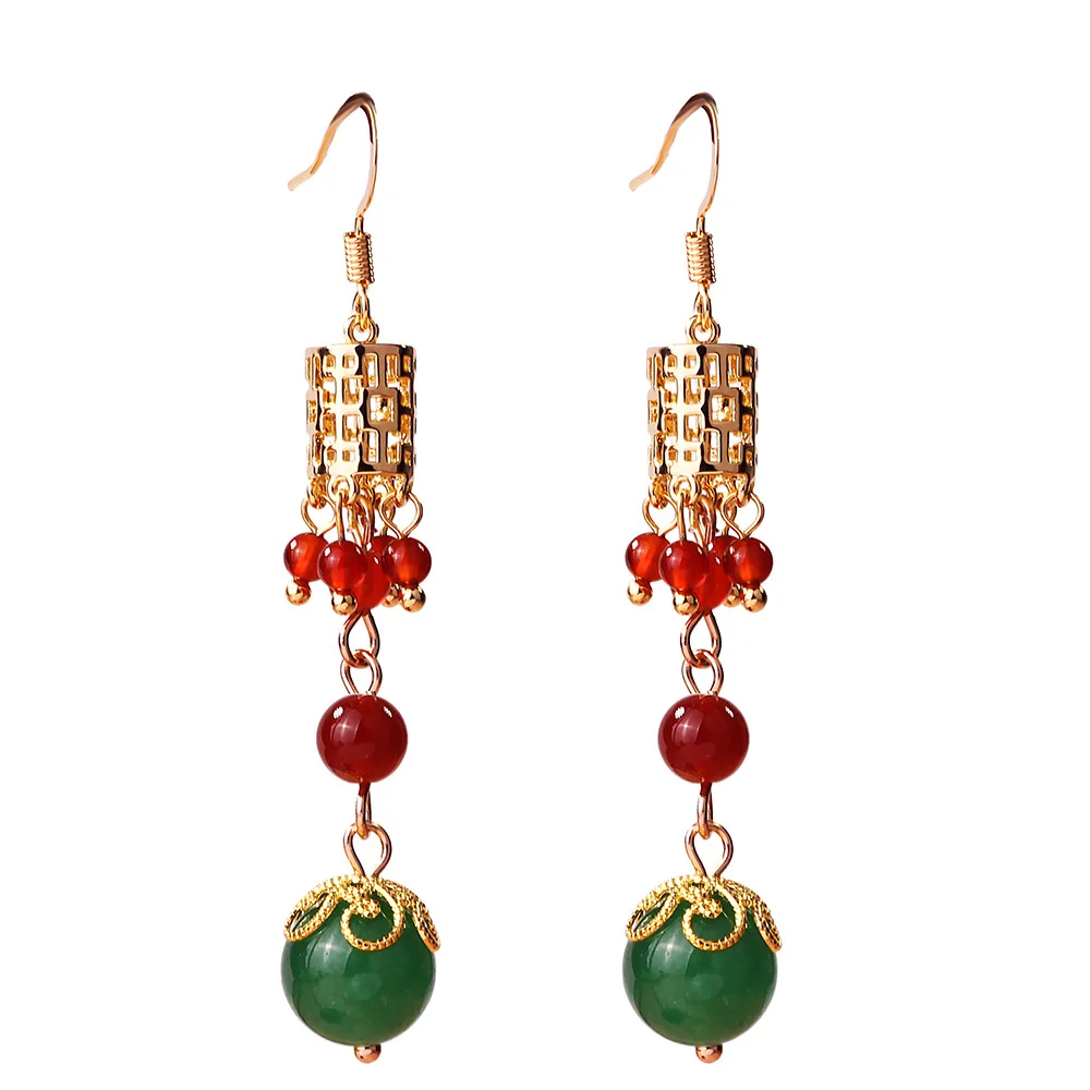 Женские серьги-подвески FARLENA Винтажные серьги с полудрагоценными камнями в