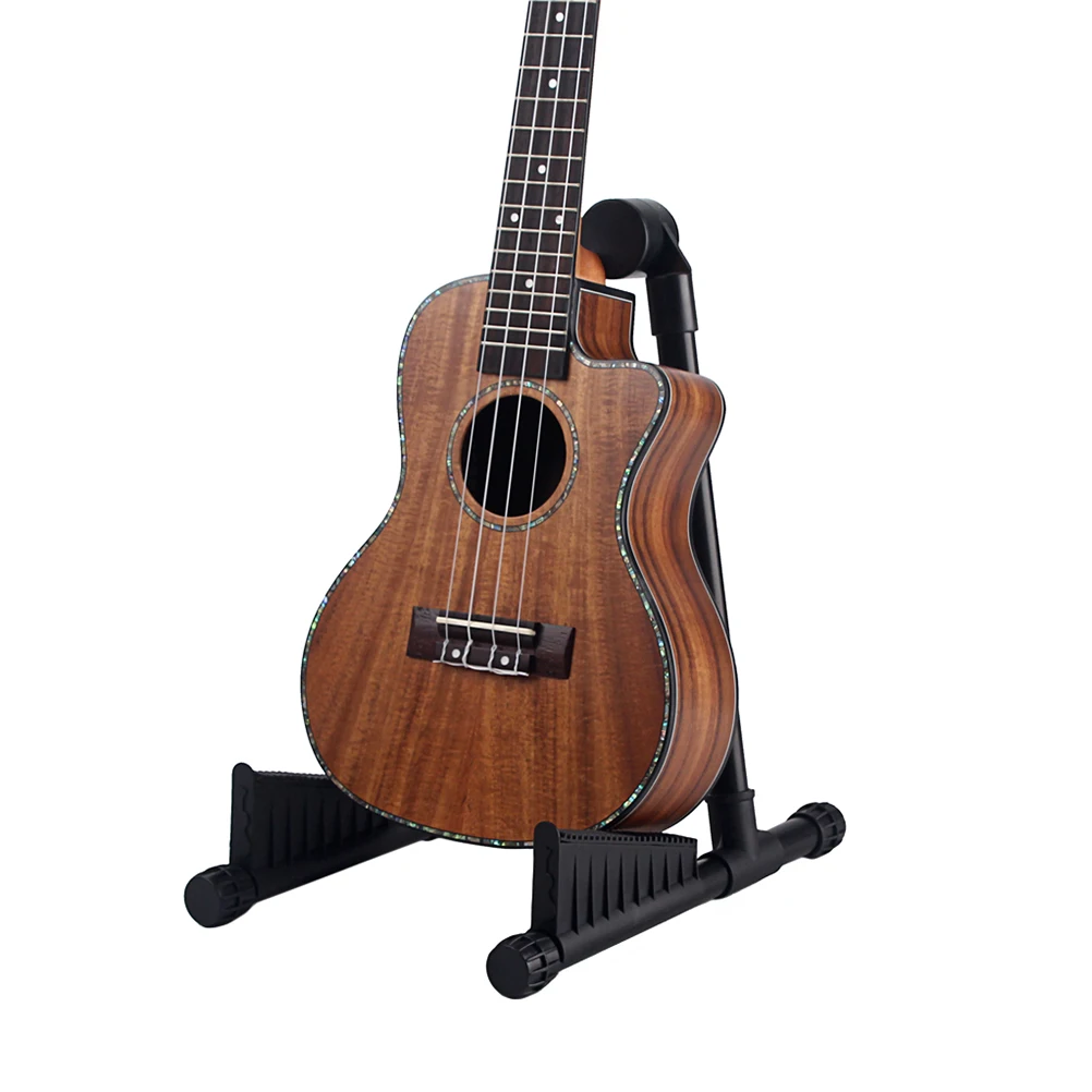 

T04 Folding Mini Guitar Stand Holder Musical Instrument Display Stand Holder for Guitar Ukulele (Black)