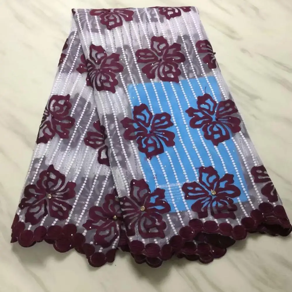 Зеленые последние французские кружева камни ткани высокого качества Тюль