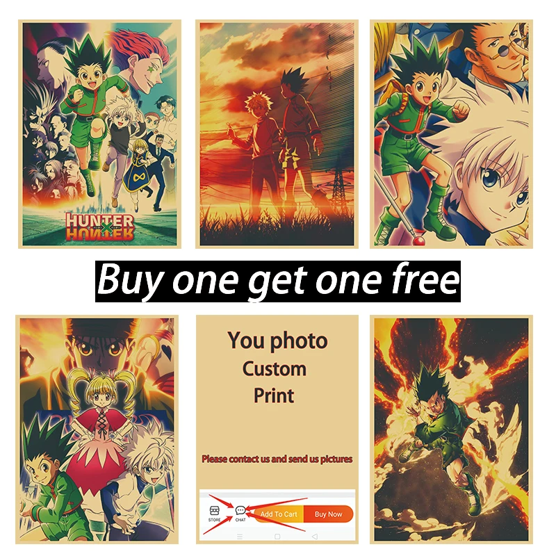 

Anime Hunter X Hunter Retro Kraft Paper Art Wall Stickers Living Room Decoration Classic Posters