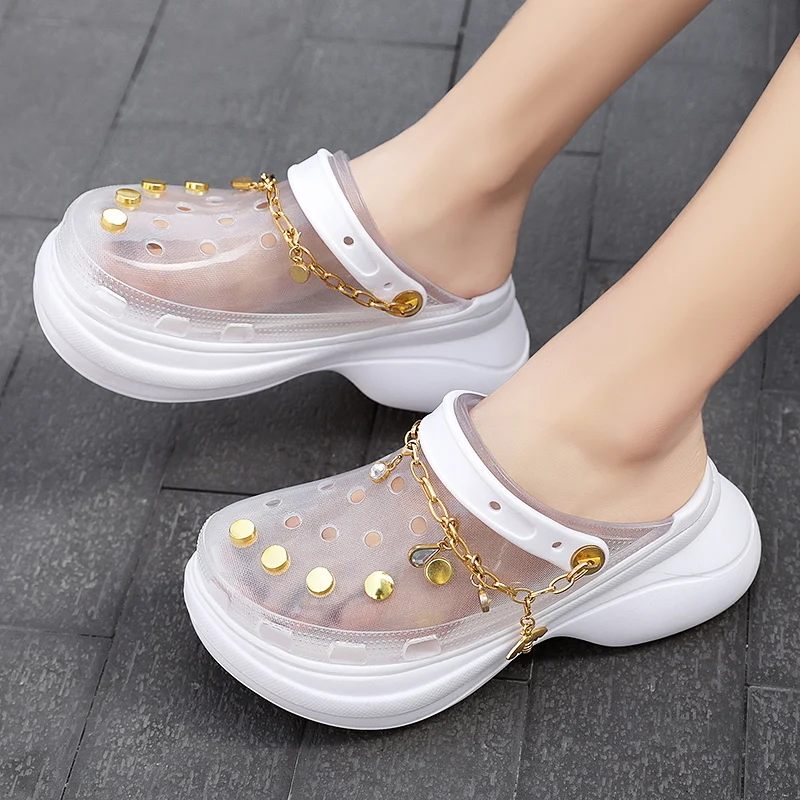 

2021 Summer New Women Sandals Hole Slippers Beach Anti-skid Thick Bottom Outside Increase Wedge Shoes for Women Zapatos De Mujer