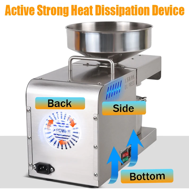 

220V Oil Press Machine Small Business Equipment Machine Stainless Steel Oil Pressure Peanutss Sesame Nut Oil Extractor EU Plug